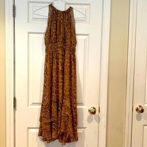 Zara animal print dress with  halter style neck, high/low midi dress